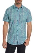 Men's Robert Graham Illusions Print Sport Shirt, Size - Blue/green
