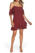 Women's Bb Dakota Up All Night Layered Cold Shoulder Dress - Burgundy
