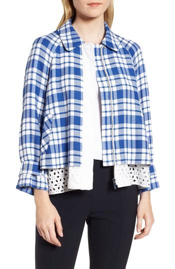 Women's Lewit Eyelet Inset Check Jacket - Blue