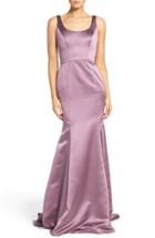 Women's Hayley Paige Occasions Back Cutout Scoop Neck Satin Trumpet Gown - Purple