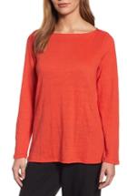 Petite Women's Eileen Fisher Organic Linen Bateau Neck Sweater P - Red