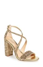 Women's Jewel Badgley Mischka Cook Block Heel Glitter Sandal .5 M - Metallic
