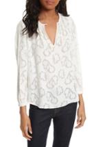 Women's Rebecca Taylor Burnout Satin Jacquard Keyhole Top