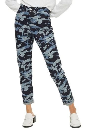 Women's Topshop Camo Diamante Mom Jeans X 30 - Blue