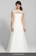 Women's Jesus Peiro Illusion Yoke Lace & Tulle Dress, Size - Ivory