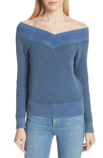 Women's Rag & Bone/jean Dawn Off The Shoulder Knit Top - Blue