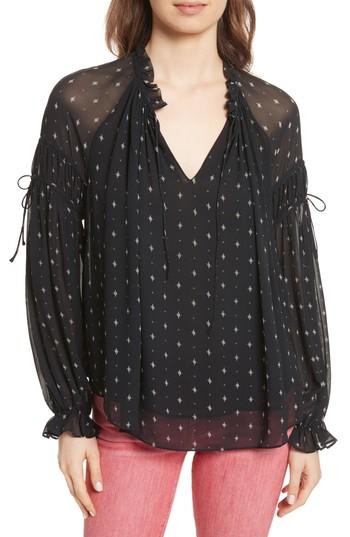 Women's Joie Amalthea Ruffle Silk Top - Black