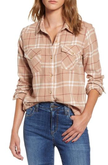 Women's Rvca In A Haze Plaid Cotton Shirt - Grey