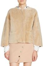 Women's Maje Reversible Genuine Shearling & Leather Jacket - Beige