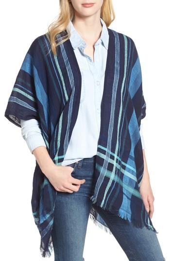 Women's Echo Poolside Plaid Open Cardigan, Size - Blue