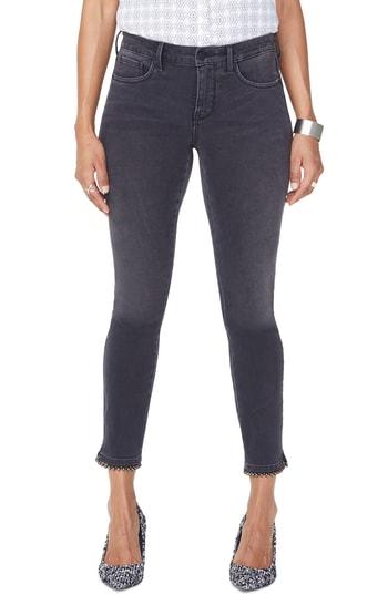 Women's Nydj Ami Ball Trim Ankle Skinny Jeans - Grey