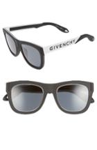 Women's Givenchy 52mm Mirrored Rectangular Sunglasses - Black/ Silver
