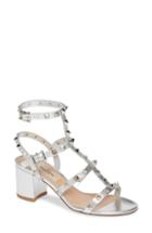 Women's Valentino Garavani Rockstud Block Heel Sandal Us / 35eu - Metallic