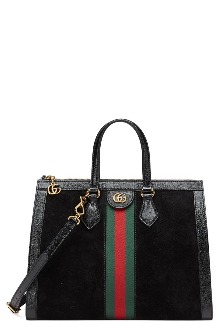 Gucci Medium Ophidia House Web Suede Satchel -