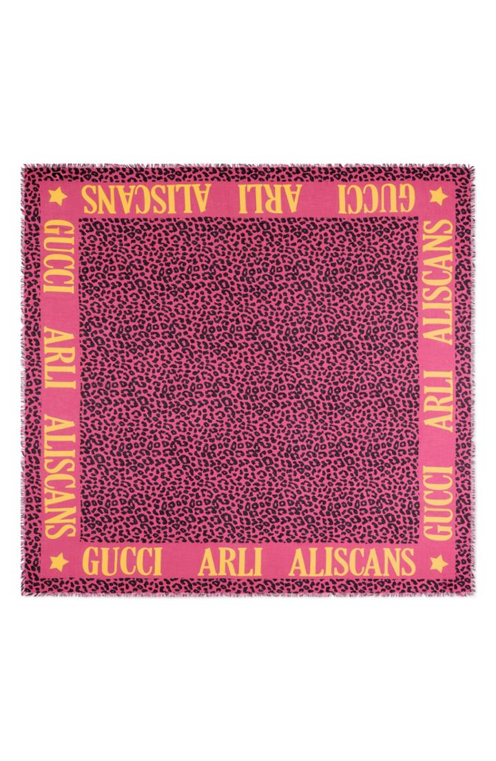 Women's Gucci Leos Arles Modal & Silk Leopard Print Scarf, Size - Pink
