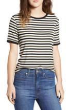 Women's Socialite Stripe Rib Knit Ringer Tee - Black