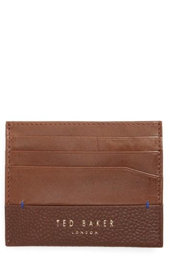 Men's Ted Baker London Slippry Leather Card Case - Brown