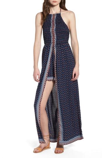 Women's Angie Halter Neck Maxi Romper - Blue