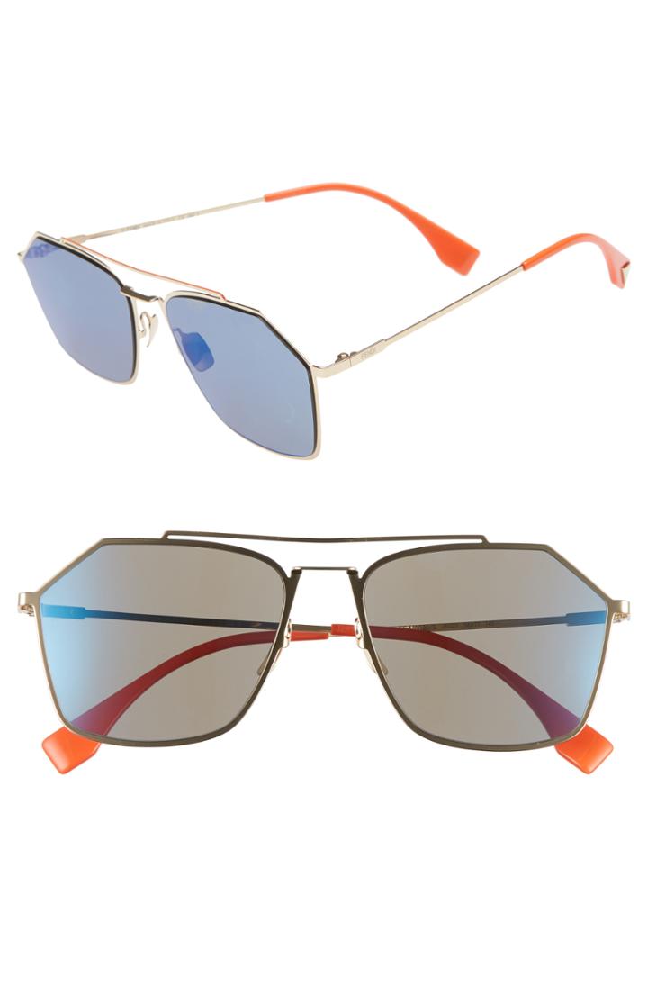 Men's Fendi 56mm Navigator Sunglasses -