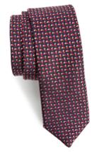 Men's Boss Geometric Silk Skinny Tie, Size - Red