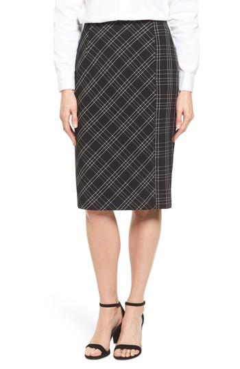 Women's Halogen Plaid Pencil Skirt - Black