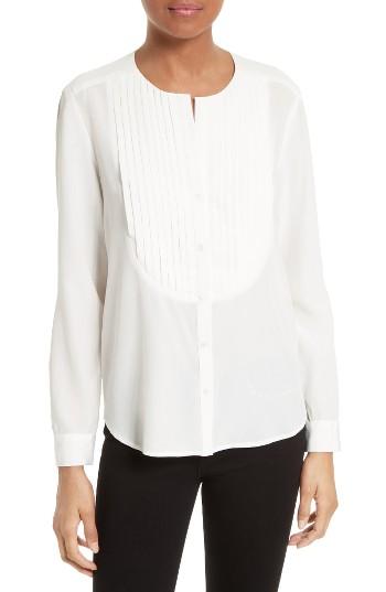 Women's L'agence Pleated Bib Silk Blouse