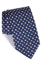 Men's Salvatore Ferragamo Floral Print Silk Tie, Size - Blue
