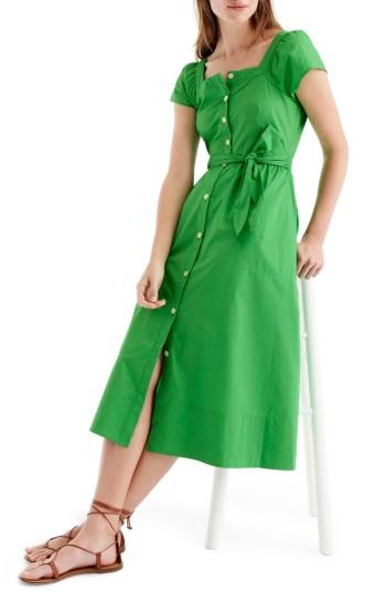 Women's J.crew Short Sleeve Shirtdress - Green