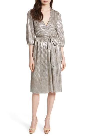 Women's Alice + Olivia Katina Metallic Wrap Dress
