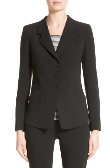 Women's Armani Collezioni Stretch Wool Jacket Us / 38 It - Black