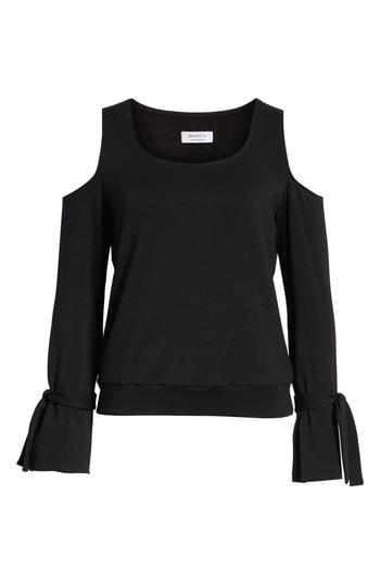 Women's Bailey 44 Cold Shoulder Tie Sleeve Fleece Top - Black