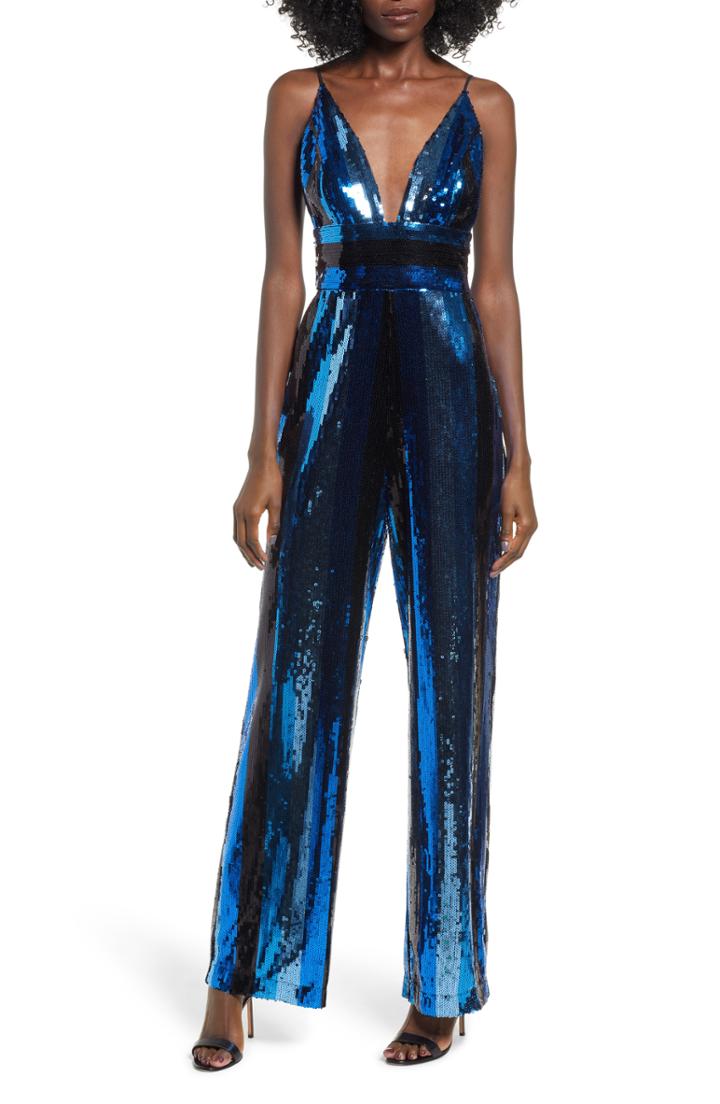Women's Wayf Sibyl Sequin Jumpsuit, Size - Blue