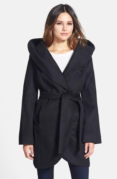 Women's T Tahari Wool Blend Belted Wrap Coat