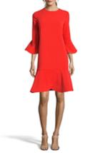 Women's Eci Ruffle Bell Sleeve Shift Dress - Red