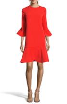 Women's Eci Ruffle Bell Sleeve Shift Dress - Red