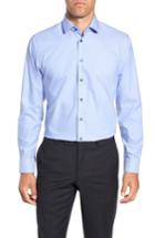 Men's Calibrate Trim Fit Stretch Solid Dress Shirt .5 34/35 - Blue