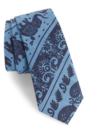 Men's 1901 Ikat Denim Skinny Tie, Size - Blue