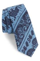 Men's 1901 Ikat Denim Skinny Tie, Size - Blue