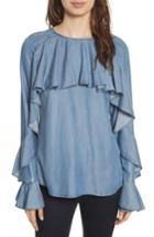 Women's Veronica Beard Mia Rufle Blouse - Blue