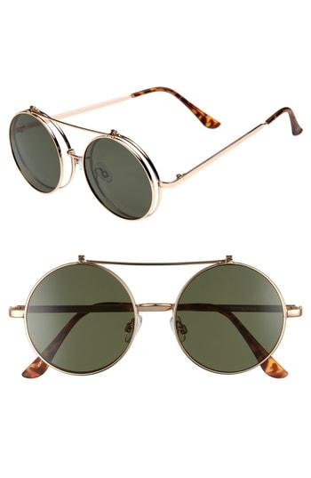 Women's Bp. 50mm Round Flip-up Sunglasses - Gold/ Green