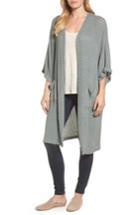 Women's Caslon Long Textured Knit Kimono Cardigan - Blue