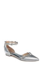 Women's Badgley Mischka Vivien Crystal Embellished Open Flat .5 M - Metallic