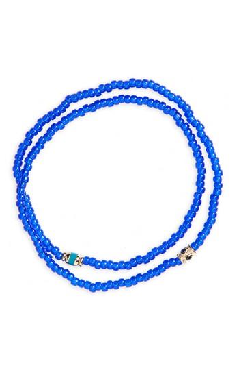 Men's Luis Morais Sapphire And Gold Double Strand Stretch Bracelet