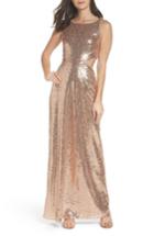Women's Lulus Cutout Sequin Gown - Metallic