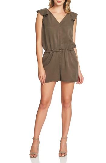 Women's 1.state Ruffle V-neck Romper, Size - Green
