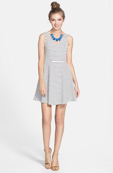 Lush Stripe Skater Dress (juniors) Black/ White Stripe