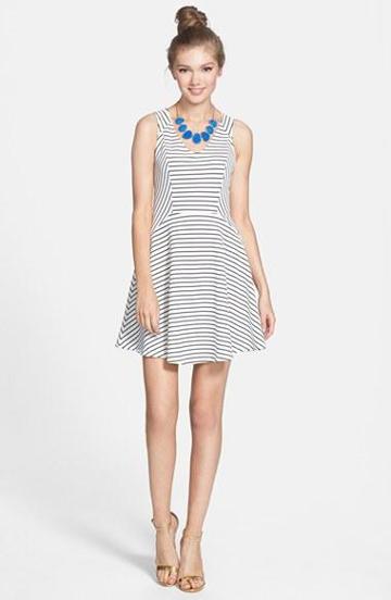 Lush Stripe Skater Dress (juniors) Black/ White Stripe