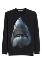 Men's Givenchy Shark Print Crewneck Sweatshirt, Size - Black