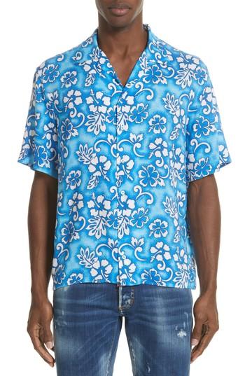 Men's Dsquared2 Floral Print Camp Shirt