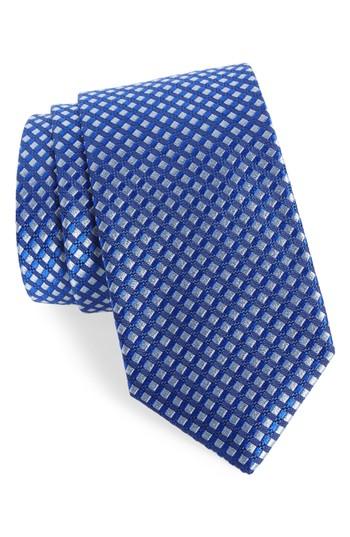 Men's Nordstrom Men's Shop Nathan Check Silk Tie, Size X-long - Blue